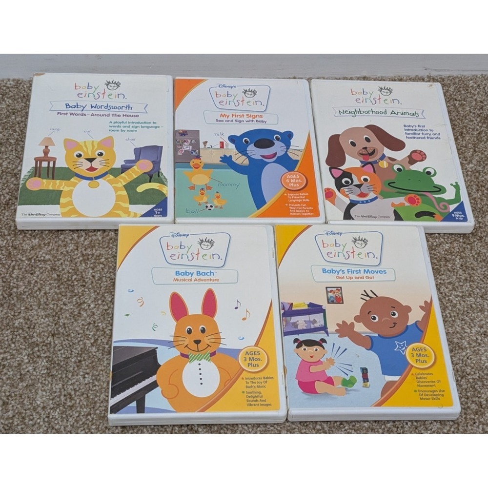 Lot of 5 Baby Einstein DVDs Baby Wordsworth My First Signs Neighborhood Animals
